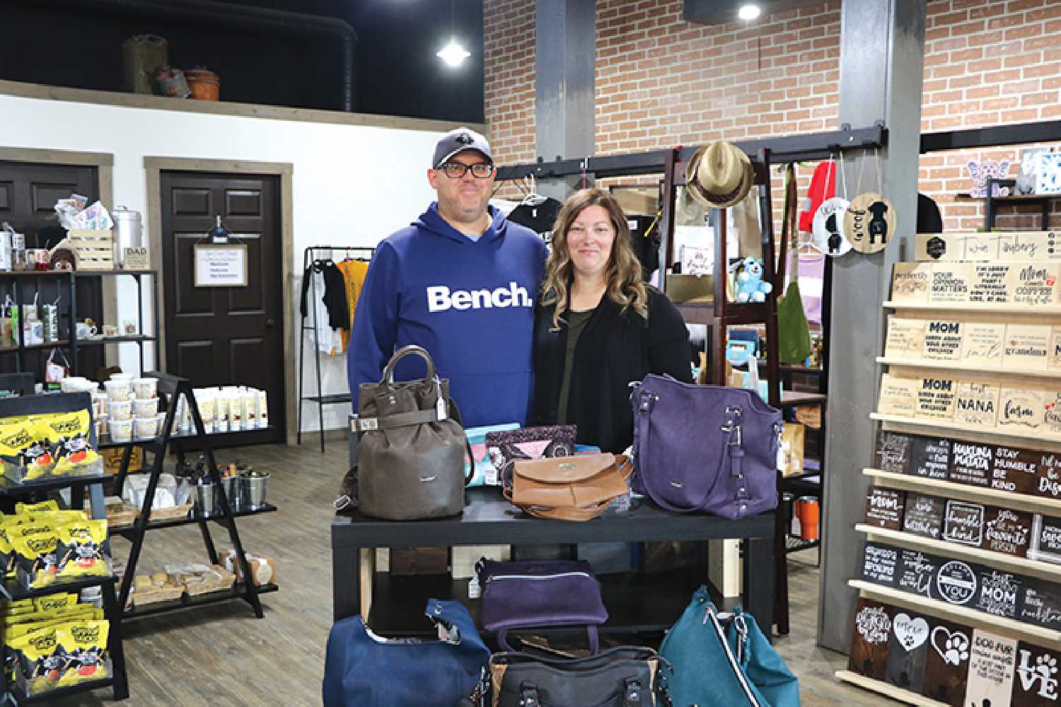 Chad and Angela Hales in their new store, The Urban Market, on Broadway Avenue in Moosomin.